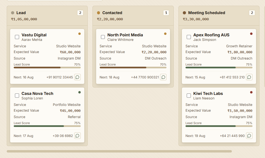 CRM Leads Management Portal Screenshot