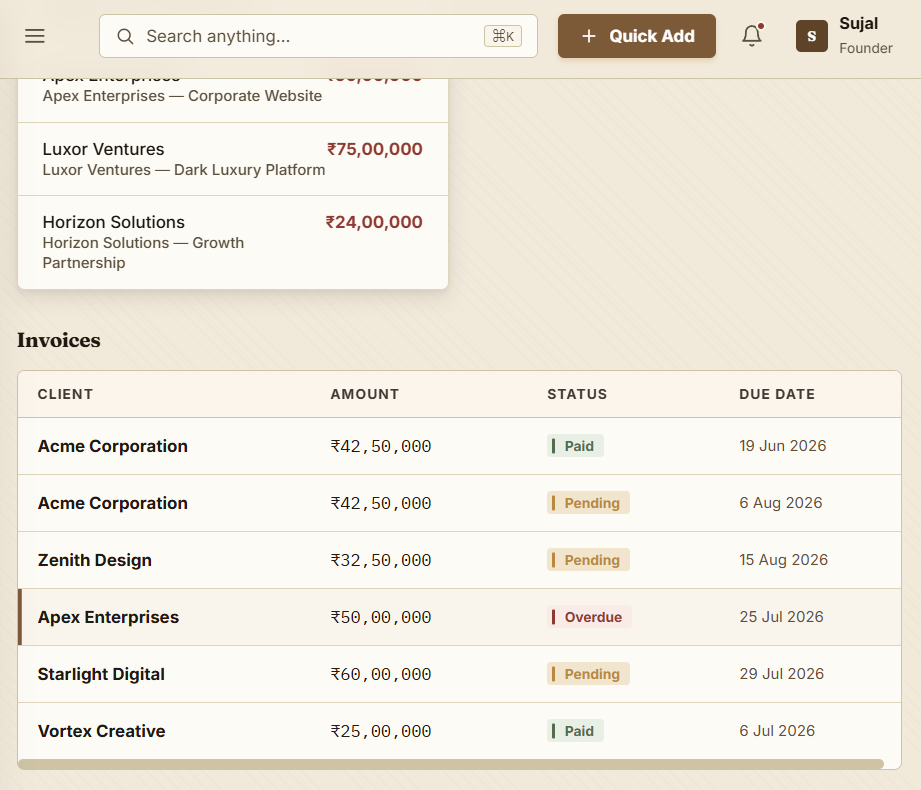 CRM Payments Tracker Screenshot